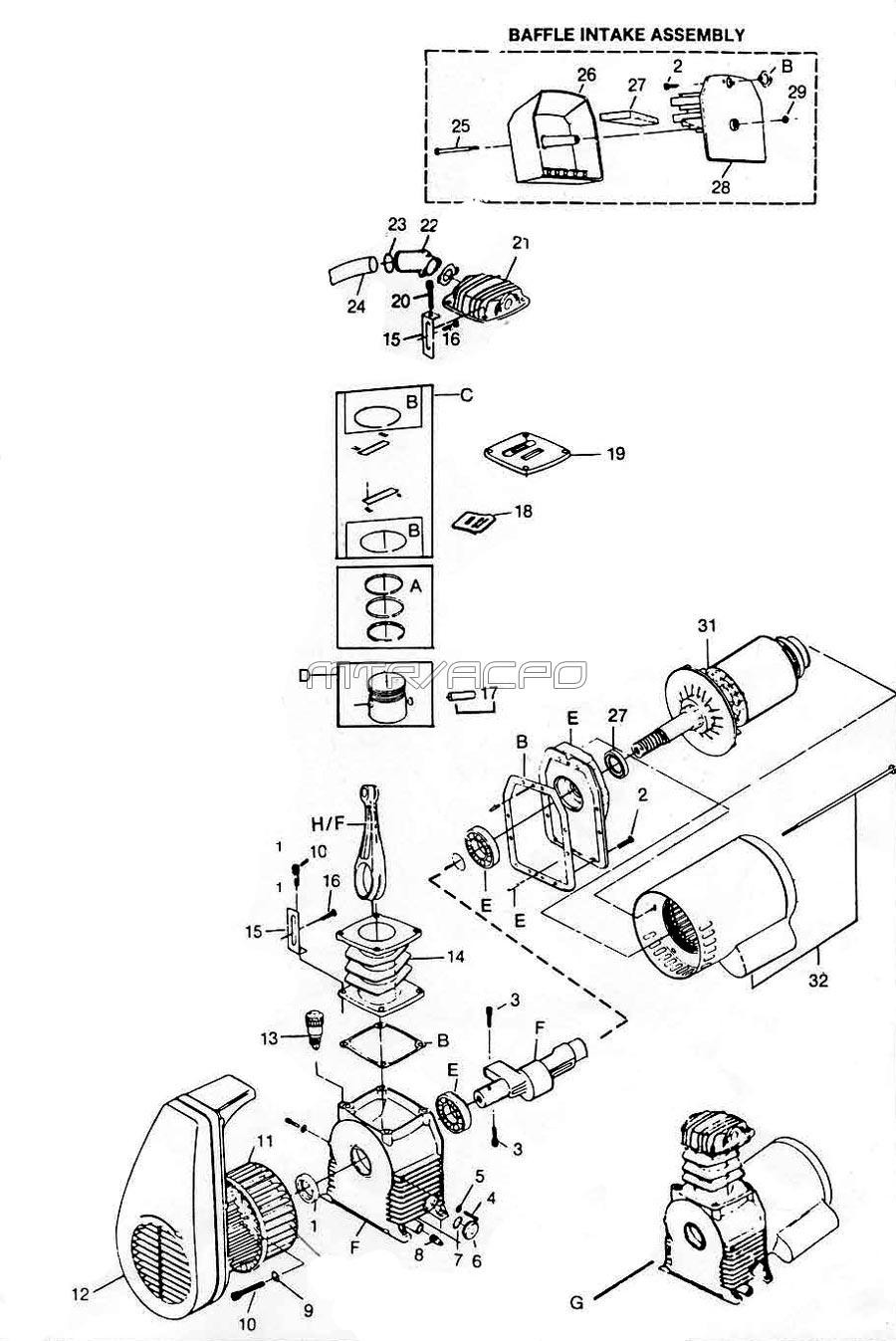 Section 1 Diagram and Parts List for HL600400AJ  Campbell Hausfeld Compressor